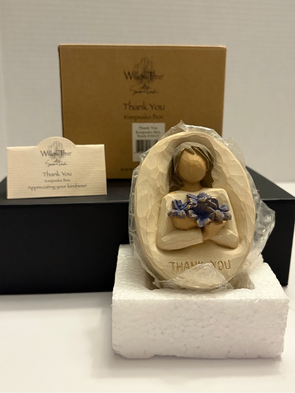 Willow Tree Cream Figurine Holding Purple Flowers - 'Thank You' New in box
